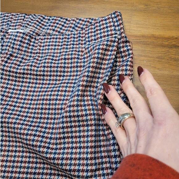 J.Jill Ponte Slim Leg Pants 12P Beige Red Blue Houndstooth EUC - Picture 10 of 13